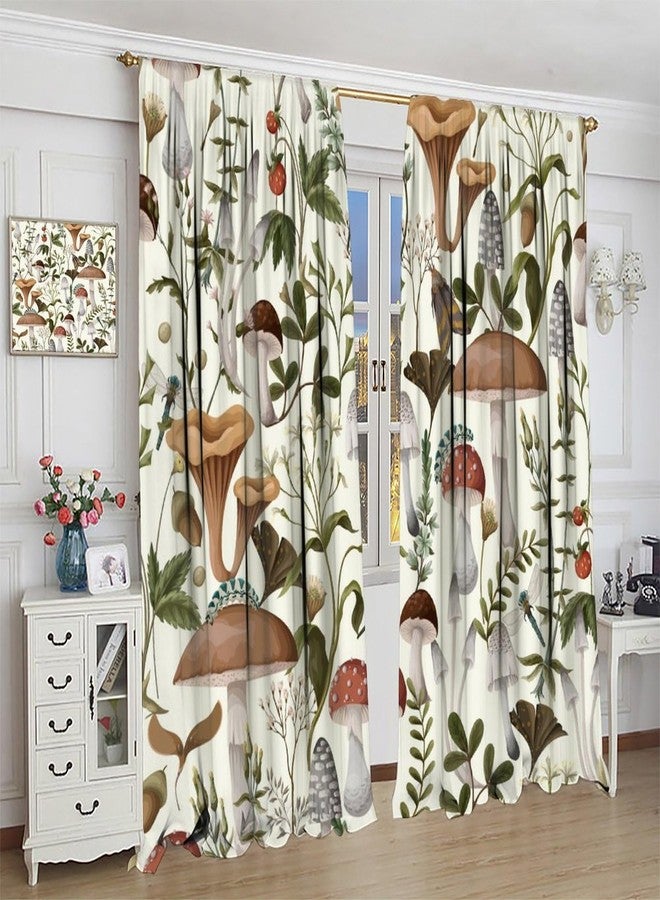 YCness Mushroom Boho Curtains Woodland Nature Plant Art Printed Window Drapes for Bedroom Living Room Kitchen Decor Fabric Set 2 Panel 42x45 Inch 30% Shading Rate - Image 5